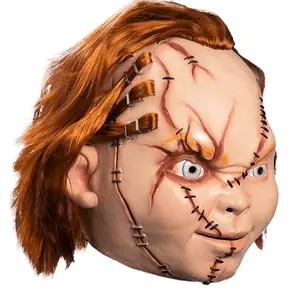Trick or Treat Studios Officially Licensed Curse of Chucky Scarred Chucky Mask with Realistic Hair and Stitch Details