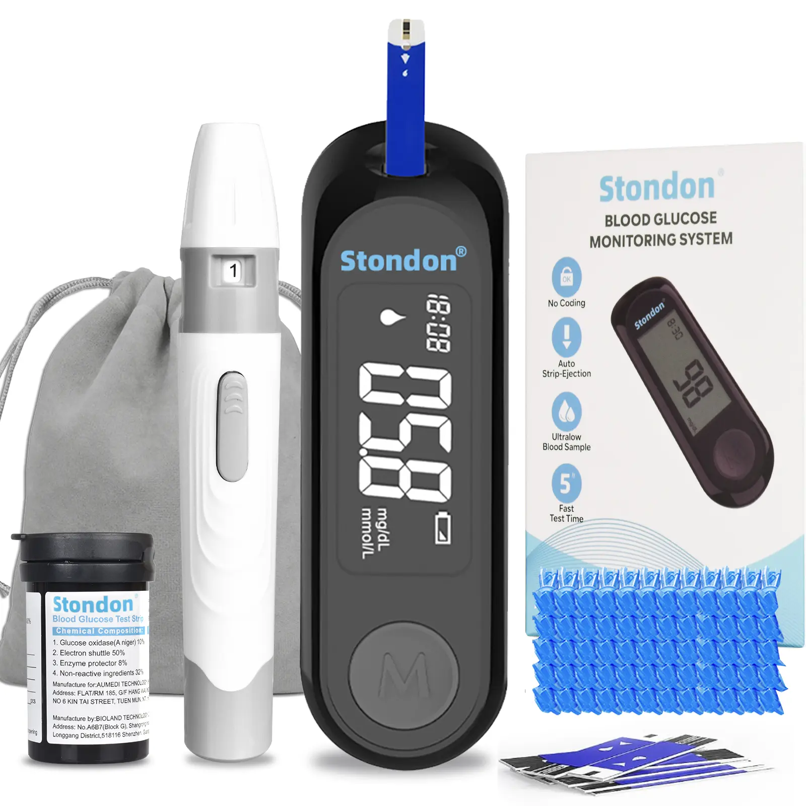 Blood Glucose Monitoring Kit, High Accuracy Blood Glucose Test Kit, With 50 Blood GlucoseTest Strips, 50 Needles, 1 Needle Holder, Diabetes Test Kit, No Coding Required, Travel StorageBag DealsForYouDays fathersdaygift