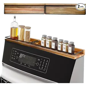 Stove Top Shelf, Magnetic Oven Shelf, Kitchen Storage Solution, 2pcs 15" Bamboo Spice Rack Organiser Silicone