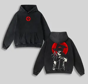 Retro Vintage Limited Shisui Uchiha x Naruto Hoodie, Anime Double Printed Oversized Acid Washed Cotton Hoodie, Anime Manga , Anime Merch