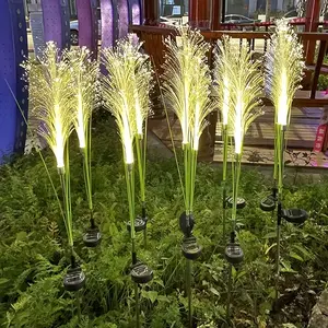 Solar Powered Reeds Garden Light, Fiber Optic Reed Lamp, Ip54 Solar Outdoor Decor, Christmas Halloween Pathway Lawn Decoration, Solar Garden Lights