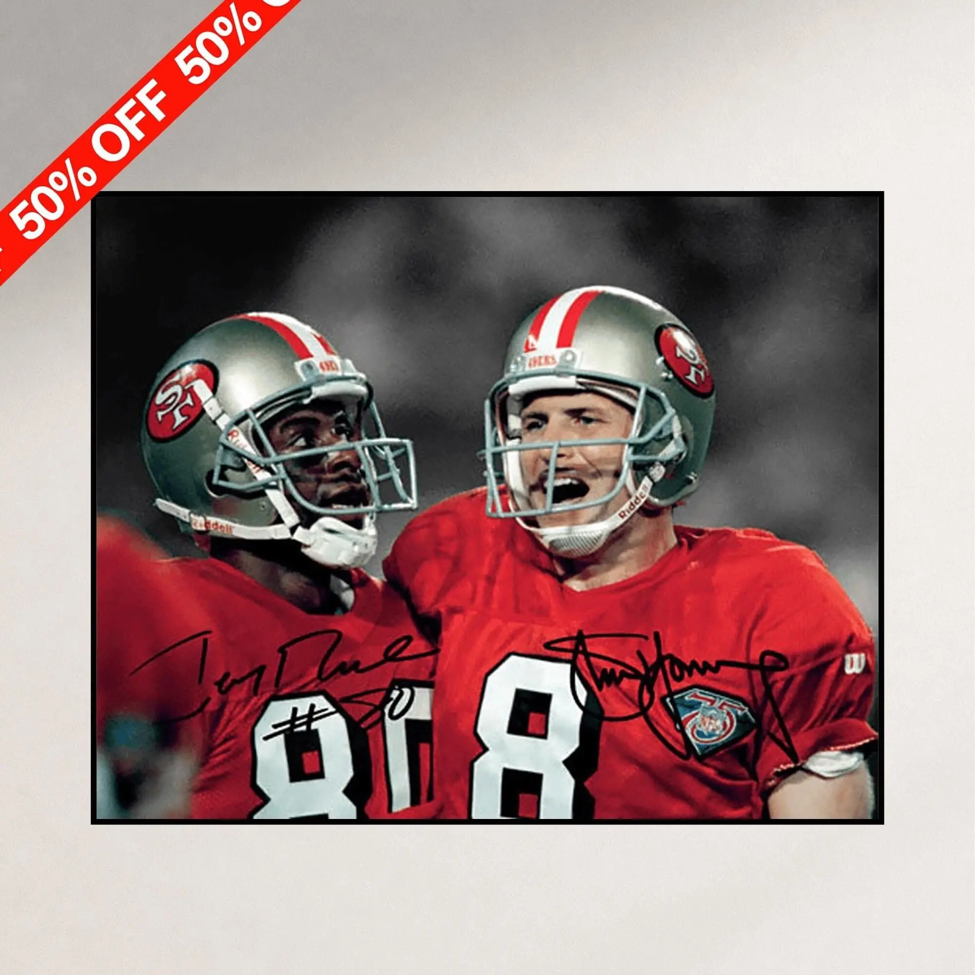 Jerry Rice Steve Young Signed Photo Poster: San Francisco 49ers Football Wall Art ( Unframed - Print Only )