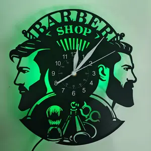 Barber Shop Theme Vinyl Record Wall Clock, Creative Decorative Clock, Creative Decor for Salons, Clubs, Bedrooms, Unique Gift for Barbers and Hairdressers