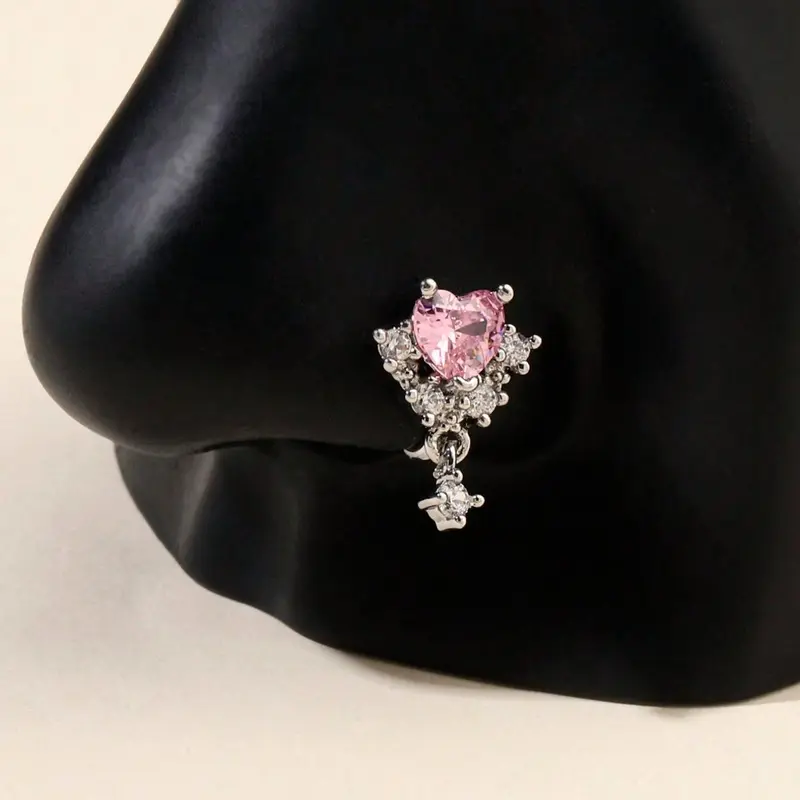 Mother's Day Gift Fashion Non-Piercing Heart-Shaped Rhinestone Nose Clip for Women, Stylish Valentine's Day Gift, Perfect Accessory for Mother's Day, Nose Ring Jewelry, Wearable Jewelry
