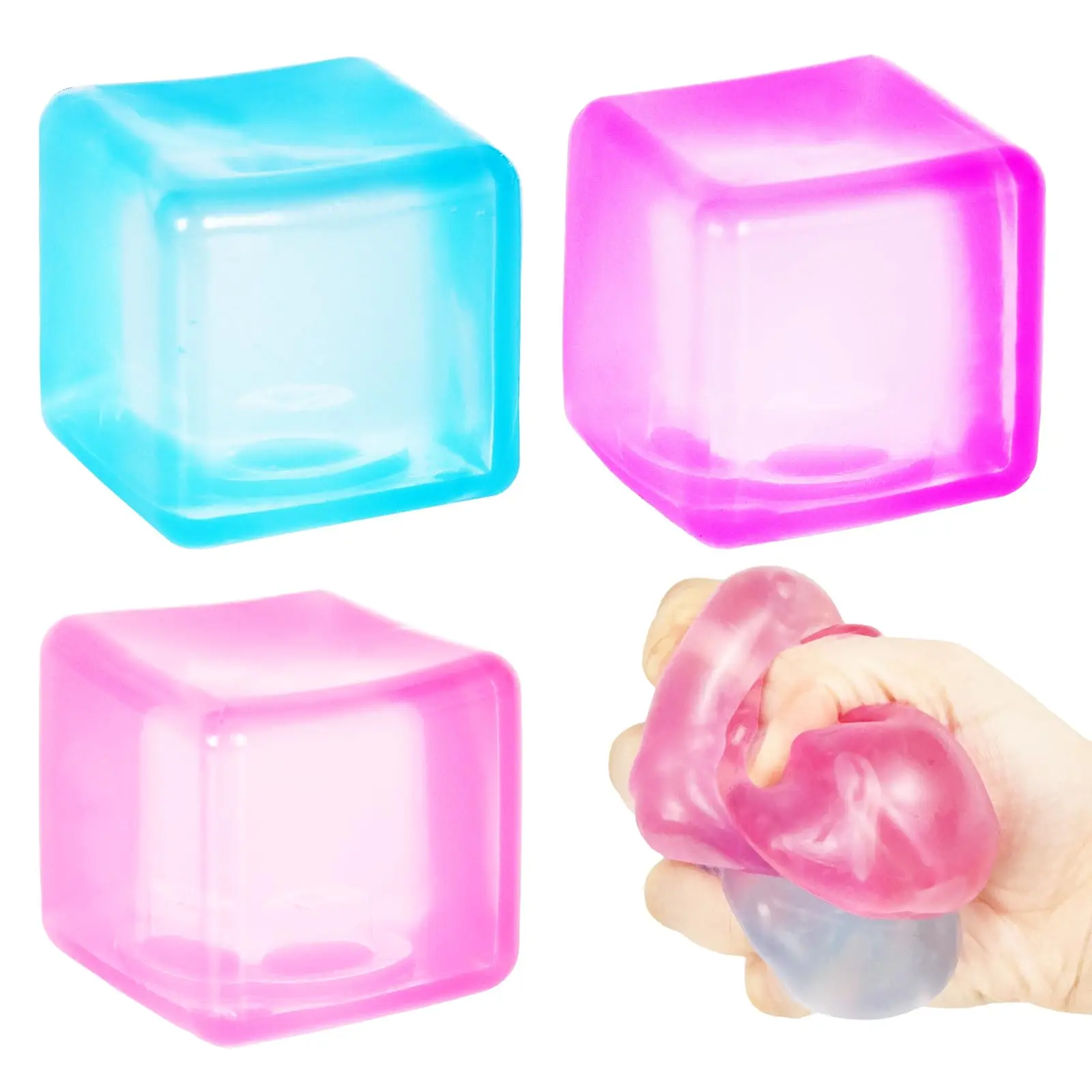 3-Pack Crystal Gel Squishies PINK BLUE PURPLE 1.97in Translucent Sensory Toys Relief Fidget Gift Set Toy Stress Relief Toy-Fun & Relaxing for Kids and Adults