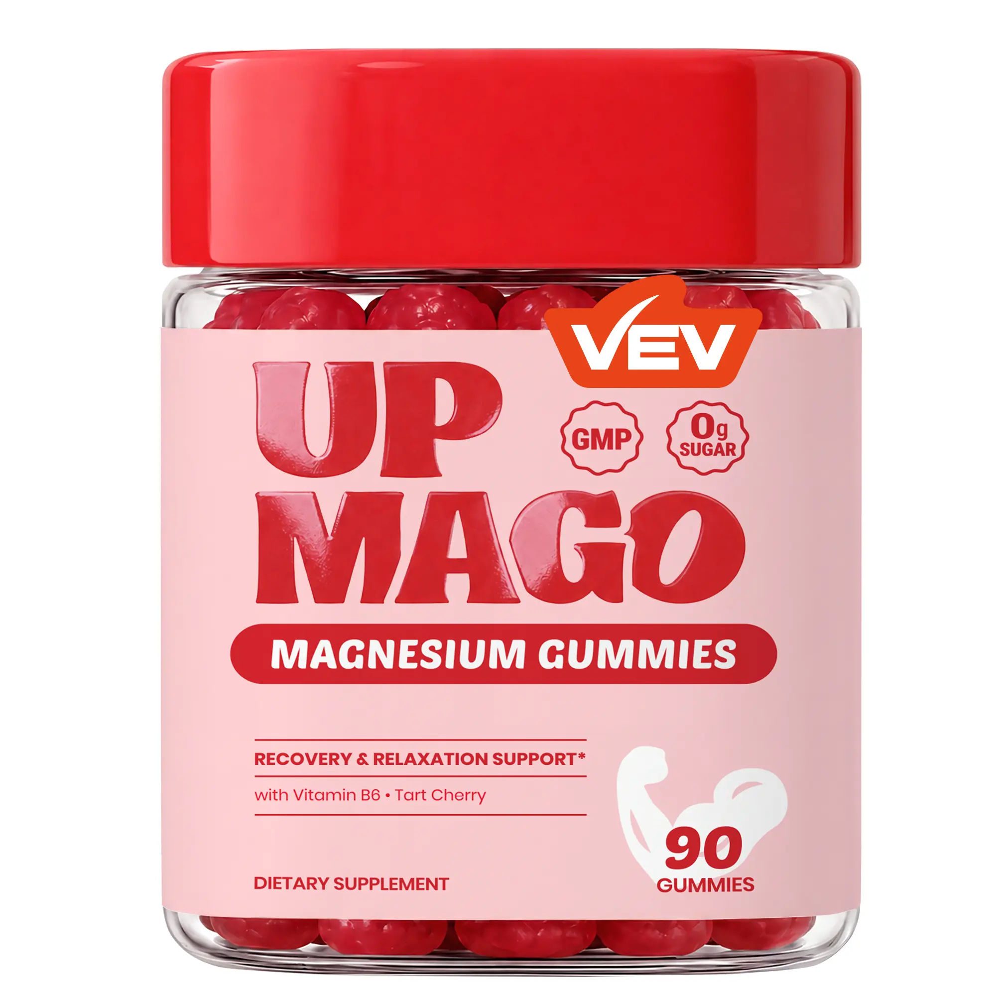 VEV UPMAGO Daily Magnesium Complex Gummies - Vitamin B6, Taurate, Malate, Bisglycinate - 90ct Sugar Free Chewable Mineral Dietary Supplement for Daily Support Blended Vitamins and Minerals