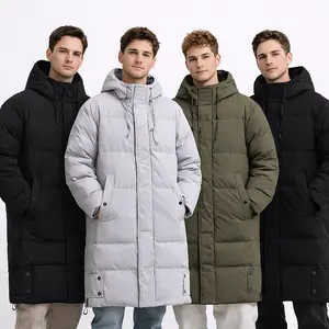 Men's Winter Thickened Jacket, Mid-Length Knee-High Hooded Coat, Casual Business Sportswear,New Style Cotton Padded Windproof Outerwear