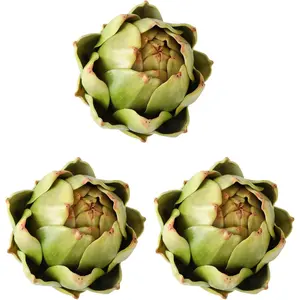 3-Pack Large Green Artificial Artichokes - Fake Vegetables and Faux Fruits for Kitchen Decorations (Green) outdoor decorative artificial flower