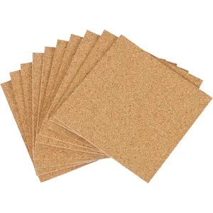 Self-Adhesive Cork Sheets 4"x 4" for DIY Coasters, Board Squares Backing Tiles Mat With Strong Adhesive-Backed, Mini Wall Board, Pack of 10