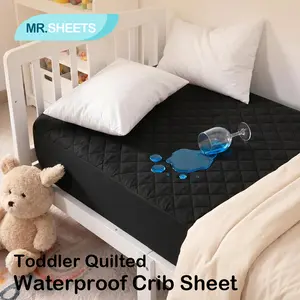 NTBAY 2 Pack Quilted Waterproof Toddler Fitted Sheet, Padded Cotton Surface, Waterproof & Stain Resistant, Liquid Proof, Easy to Clean & Machine Washable Unisex Kids Mattress Cover