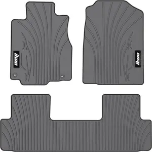 IKON MOTORSPORTS, Custom Fit Floor Mats Compatible with 2012-2016 Honda CR-V, Latex Heavy Duty All Weather Season Car Auto Front Rear Carpets Liner 3PC Gray/Grey, 2013 2014 2015