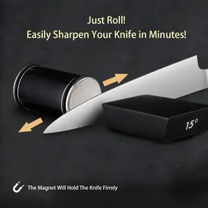 Tumbler Rolling Knife Sharpener - Knife Sharpening Made Easy - Knife Sharpener Tool for Kitchen Knives - Knife Sharpener Kit Offers 15 & 20 Degree Sharpening - Kitchen Gadgets & Gifts