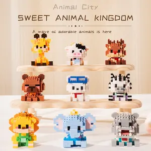Sweet Animal Kingdom Micro Building Blocks | Giraffe Lion Assembly Ornament | Educational Kids Toy Gift