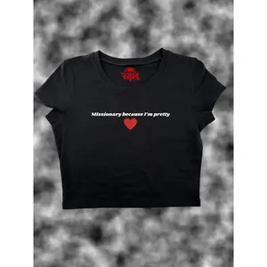 Missionary Because I'm Pretty Crop Top | Cute Crop Top | Gift For Her | Y2K Tee | Y2K Crop Top | Baby Tee | Funny Crop Top