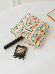 Colorful Striped Pattern Toiletry Bag, Portable Makeup Bag, Cosmetic Storage Bag, Travel Toiletry Bag, Zipper Makeup Organizer Pouch