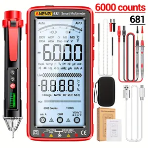 TKDMR 681 Smart Multimeter with 6000 Counts Touch Screen Digital Tester Automatic Range TRMS AC/DC Current NCV Voltage Ohms Resistor Counter Capacitor Temperature