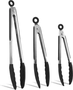 600°F Heat Resistant Kitchen Tongs (Set of 3) – Premium locking tongs with silicone tips, non-slip grip, and heavy-duty stainless steel handles. Safe for non-stick cookware. Flip, toss, or serve – these tongs handle the heat while you handle the flavor.