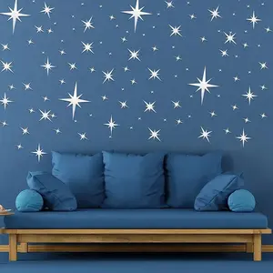 42pcs Acrylic Star Wall Stickers, Removable Floral Shape Decorative Wallpaper, Ideal for Ceiling & Room Decoration, Universal Use