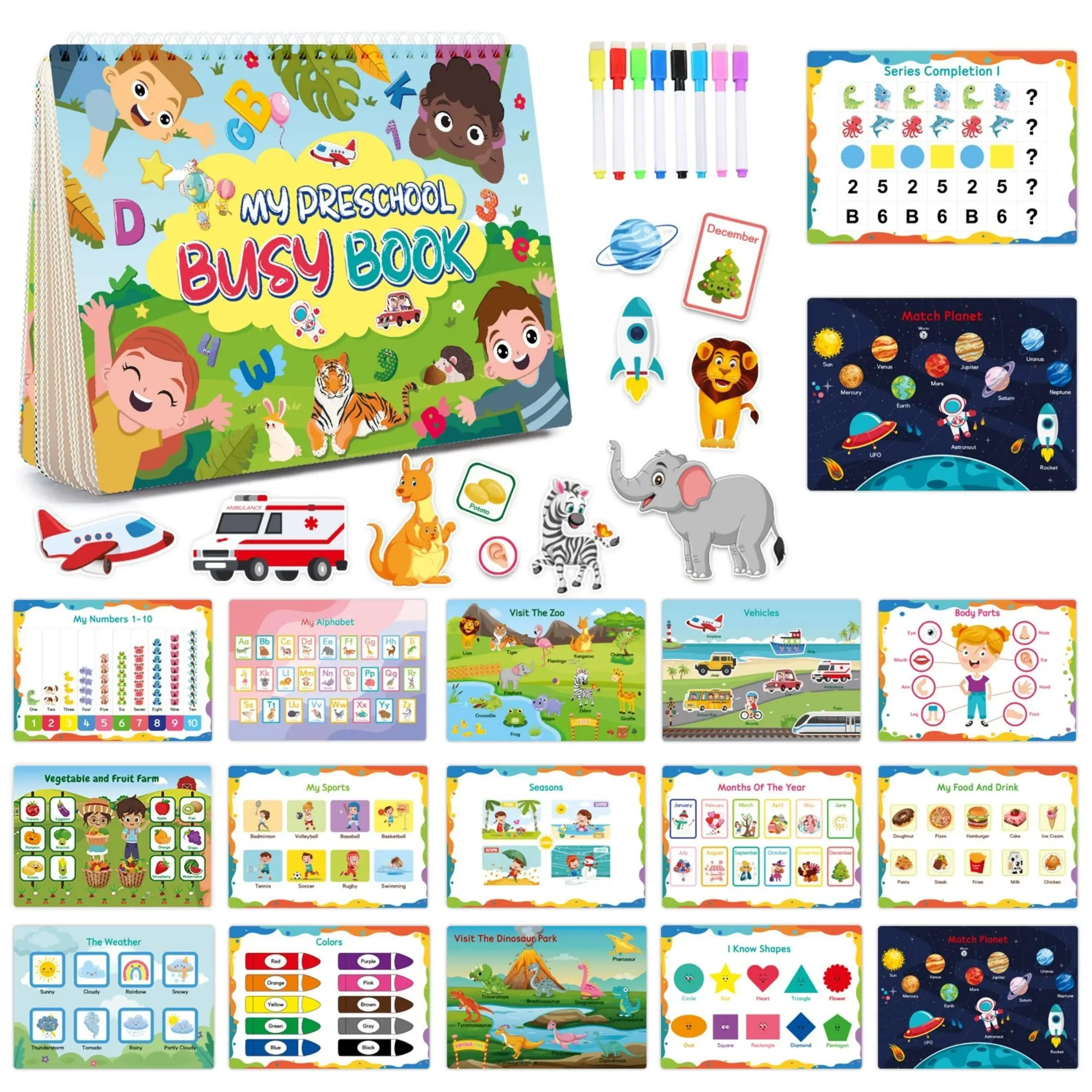 Toddler Cognitive Early Learning Materials Set, 32 Thematic Sensory ...