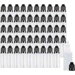 15ml LDPE Plastic Thin Tip Dropper Bottles, Small Empty Squeeze Dropper Bottles (50PCS, Black Caps), BPA Free