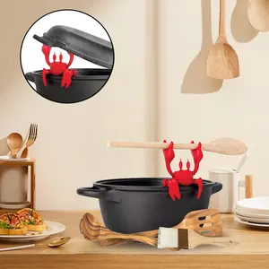 Crab Silicone Tableware Rack - Kitchen Gift Silicone Spoon Rack, Suitable for Stove - Heat-resistant Kitchen and Barbecue Tableware Rack - Non-slip Stove Spoon Rack Storage - Red