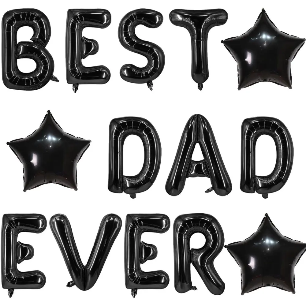 16-Piece Best Dad Letter Aluminum Foil Balloon Decoration Kit, Includes 3 Star Shaped Balloons, Perfect for Father's Day Decorations