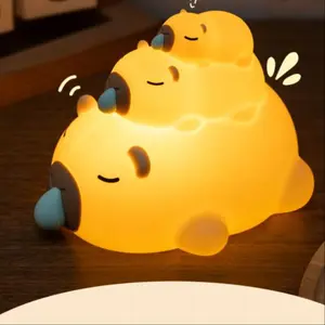LED Capybara Night Light with Adjustable Brightness, Soft Silicone Cute Animal Lamp for Bedroom Decor, Rechargeable Bedside Companion Gift