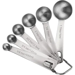 Premium Heavy Duty Stainless Steel 6-Piece Measuring Spoons Cups Set, with Metric and US Measurements for Measuring Dry and Liquid Ingredients