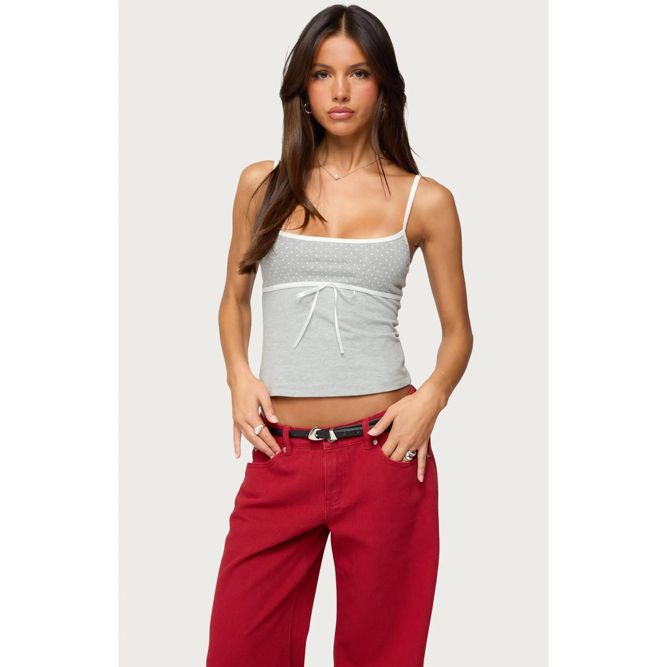 Edikted Women's Rhoda Contrast Polka Dot Tank Top