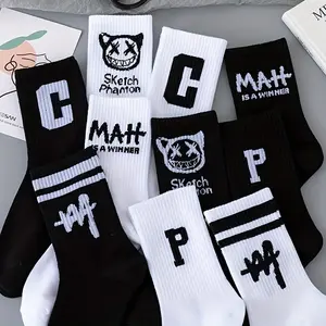 20 Pairs Unisex Letter Graphic Socks, Sports Street Style Mid Tube Women's Stockings & Hosiery  Clothing Design