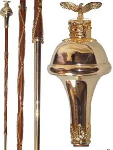 DRUM MAJOR MACE/STAVE EMBOSSED Head Mace Stick, Band Mace stick Customize size Accessories
