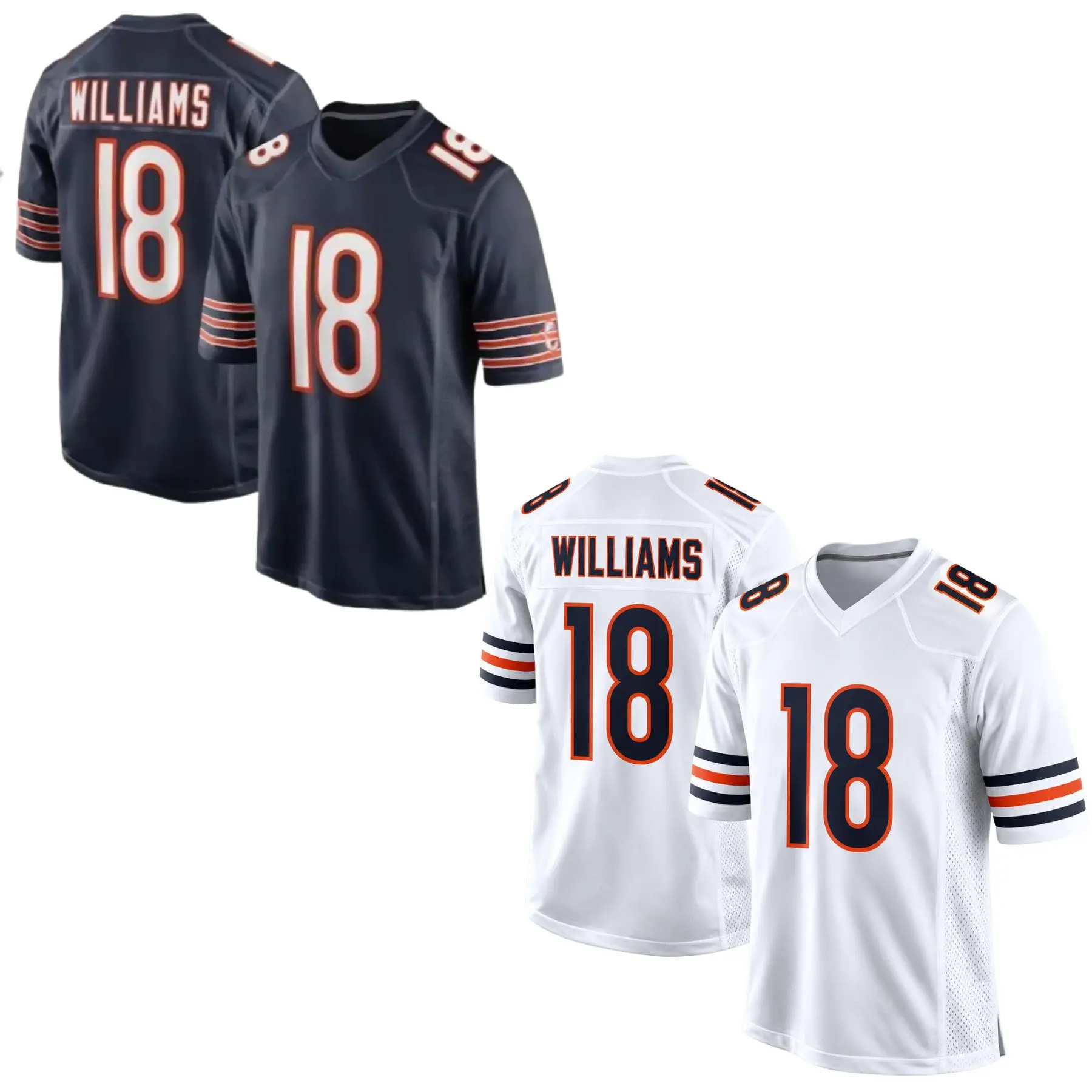 Caleb Williams Jersey #18, Unisex Football Jersey for Men & Women, Unisex Game Jersey, Navy Orange White Sports Shirt, Game Day Fan Apparel & Gift
