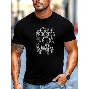 Men's Coding Progress Bar Programmer T-Shirt - Funny for Loop/while Loop/ Design, Breathable Summer Shirt Suitable for Developers, Ideal Tech Geek Gift, Comfortable Round Neck Casual Office Wear for Programmers & Coding Events