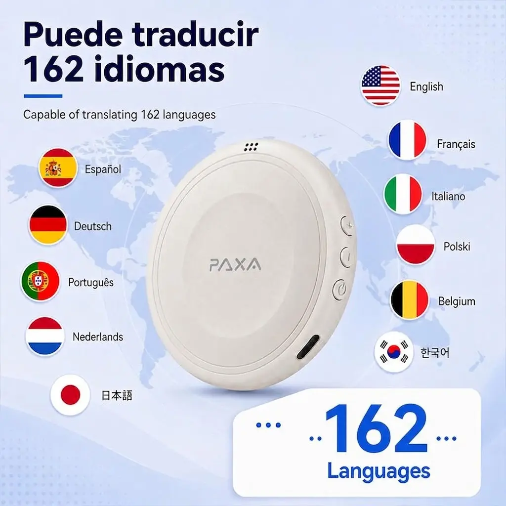 PAXA TS1 Smart Translator & Learning Companion Speaker, Supports 162 Languages, AI Voice Interaction for Language Practice, Travel, Business & Family Learning, Portable Audio Companion for Kids & Adults