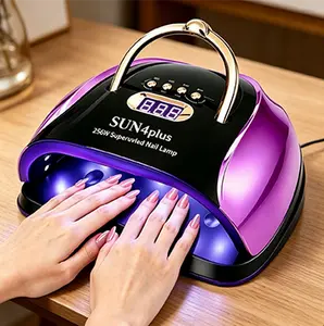 256W Portable UV Nail Lamp for Gel Nails, Rechargeable UV Light, Professional Carry Handle Design Nail Dryer with 4 Timers, Automatic Sensor and Sensitive Mode for Fast Curing