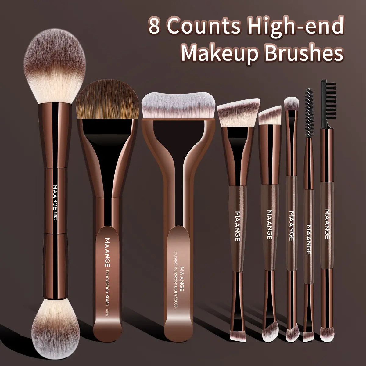 MAANGE 8pcs Makeup Brush Set, Face Makeup Brushes, Foundation Brush Loose Powder Brush Eyeshadow Brush Eyebrow Brush Blending Brush Nose Shadow Brush Eyeliner Brush Eyelash Brush, Perfect Gift for Beauty Enthusiasts