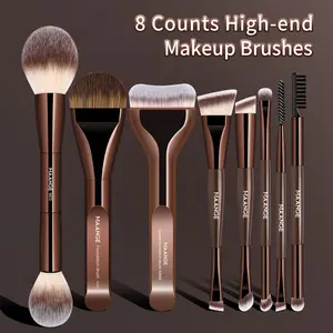 MAANGE 8pcs High-end Makeup Brush Set, Makeup Brushes Kits, Foundation Brush Loose Powder Brush Eyeshadow Brush Eyebrow Brush Blending Brush Nose Shadow Brush Eyeliner Brush Eyelash Brush, Perfect Gift for Beauty Enthusiasts