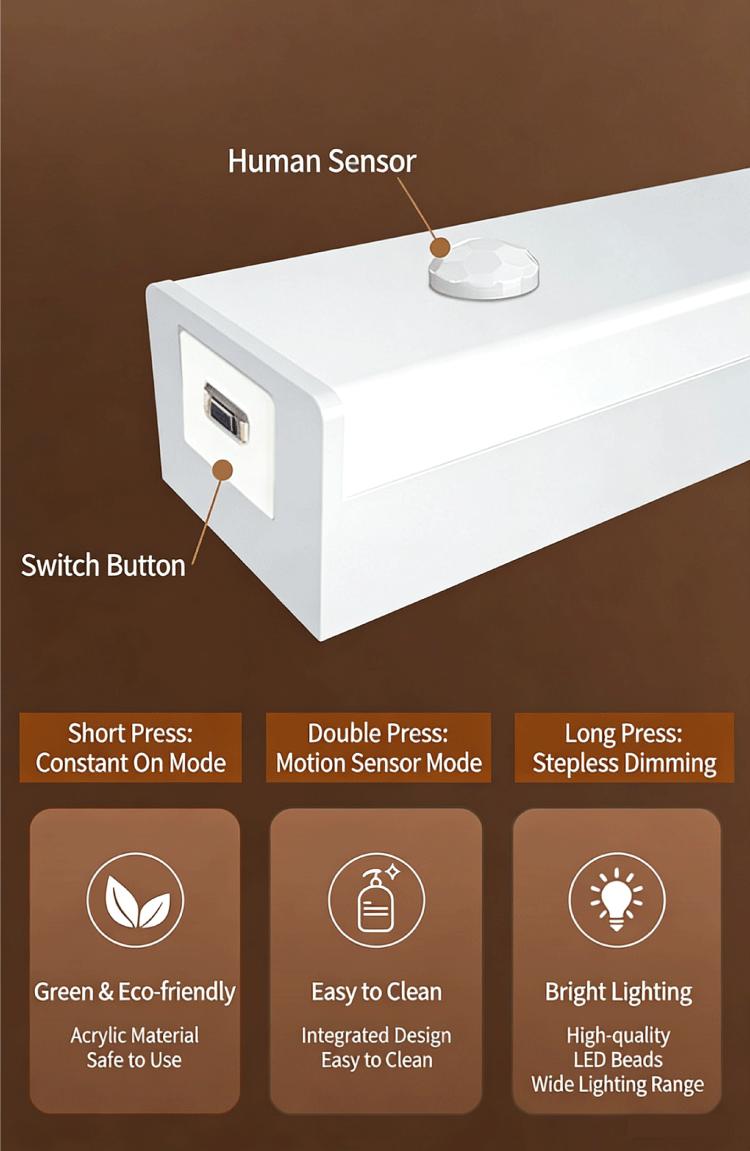 No Wiring Needed Under Cabinet Lights 6 Pack, Motion Sensor Turns On Instantly, 11.8in Rechargeable Magnetic Stick On Lights,White Color Temps Dimmable, Perfect Under Counter Lighting for Kitchen, Stairs, Closet, Night Use