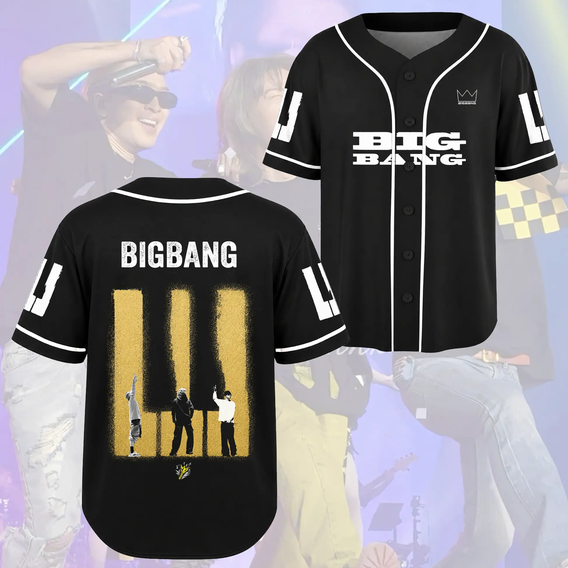 BIGBANG 20th Anniversary Baseball Jersey, Kpop Concert Shirt, Black Button Up Tour Top, Unisex VIP Fan Gift, Korean Music Apparel