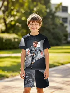 Men's De Bruyne Manchester City 17 Football Cool Set, Summer Fashion Casual Short Sleeve Shorts, Breathable Skin-Friendly Two-Piece