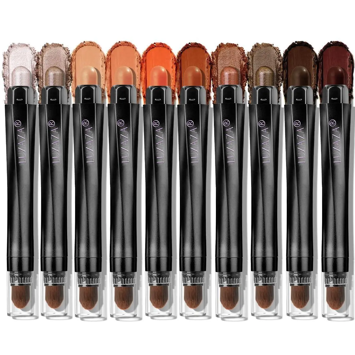 LUXAZA PRO 10PCS Eyeshadow Stick Cosmetic - Shimmer, Matte, Brown Metallic Cream Eyeshadow Pencil Crayon, Smudge-proof, Waterproof, Eye Brightener, Makeup Gift