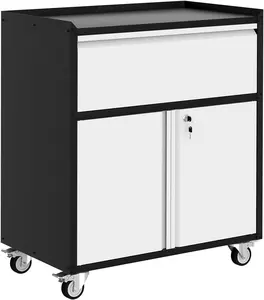 1-Drawer Lateral File Cabinet with Lock – Letter/Legal/A4 Size Filing Cabinet, Heavy-Duty Steel Office Storage with Smooth-Gliding Drawers, Black Home Office File Organizer