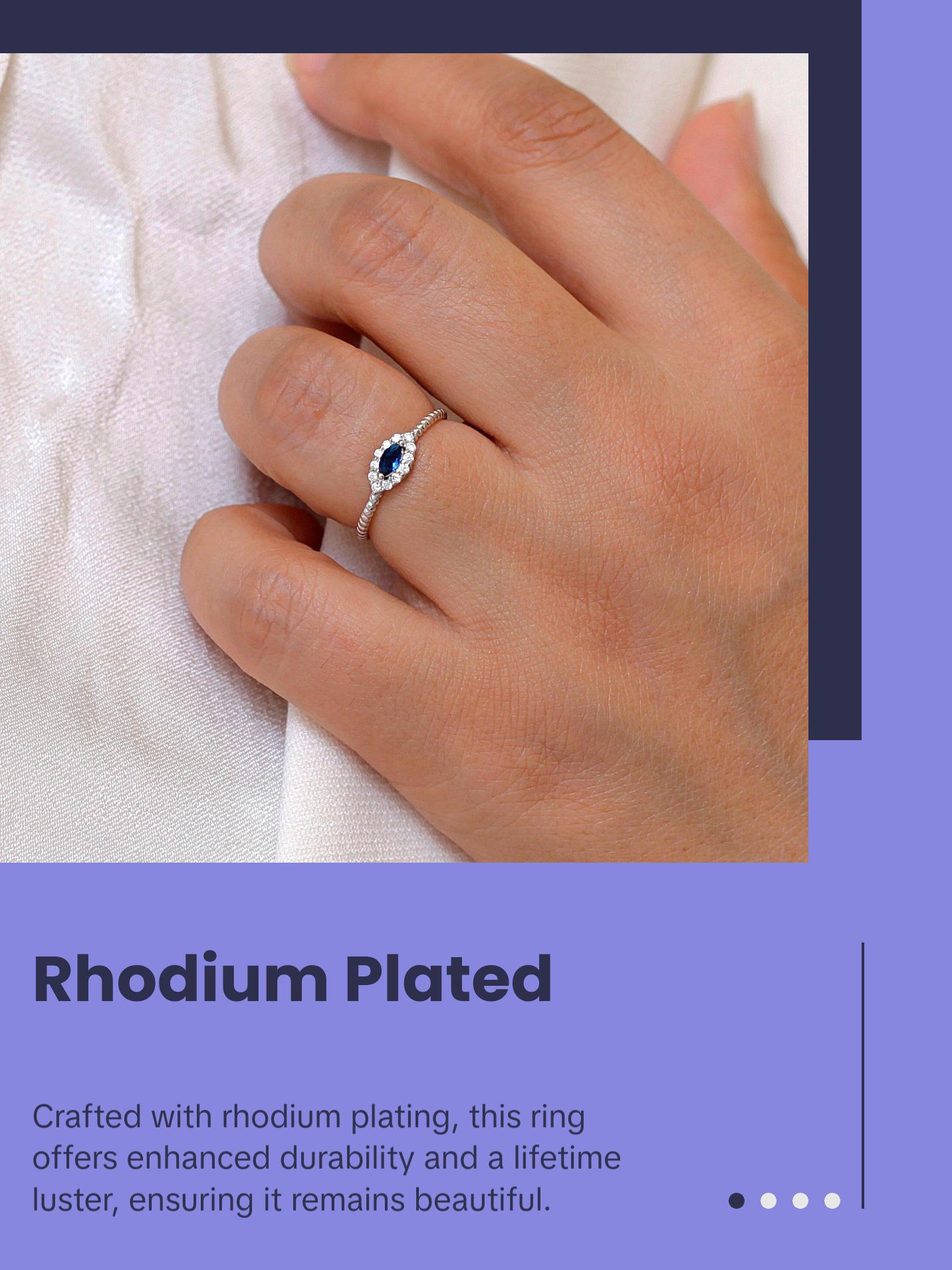 925 Sterling Silver Lab Created Sapphire Stacking Ring, Marquise Blue Sapphire Ring, Sapphire Halo Stacking Rings, Sapphire Jewelry, Stacking Ring