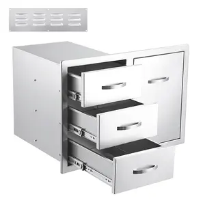 【GARVEE】Stainless Steel Outdoor Kitchen Drawers, Enclosed Built-in BBQ Access Door Drawers, Ideal for Grill Station Storage Cabinet, Dimensions 33''w x 22''h x 22''d