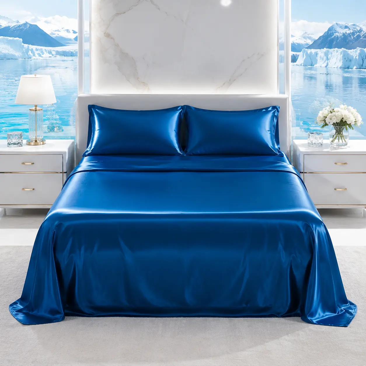 Summerwins 3-Piece Satin Bed Set - Hotel Quality Bed Sheets, Cooling Bedding, Soft, Breathable, Durable Solid Color, Wrinkle Resistant, Deep Pocket Fitted Sheet, Queen/King Size Home Bedroom Gift, Smooth Finish