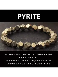 Pyrite Chalcopyrite Bracelet, Handmade Irregular Cut Natural Stone Bangle, Unisex Jewelry, Elastic Rope Chain, No Precious Metal Plating, Stretch Bangle Bracelet, Hand Beaded