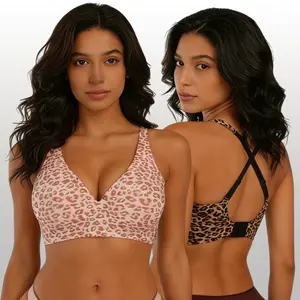 Jelly Wireless Womens Comfortable Wireless Bras Bralettes Seamless Tshirts Bras Deep V Everyday Bras jelly bras Slight-Push Up  Womenswear Adjustable