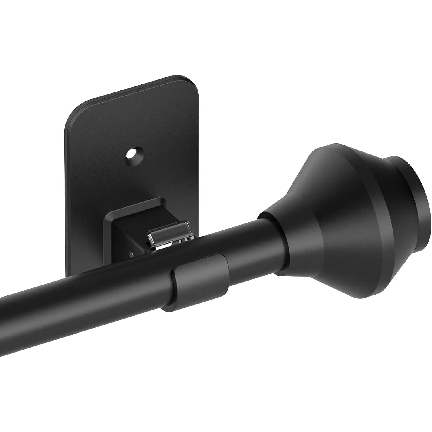No-Drill Telescoping Curtain Rods, 5/8-Inch Adjustable 32"-64" Black Window Type Pole Holders with Synthetic Adhesive, Durable Easy-Install for Bedroom Decor