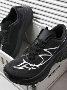 Men's Sporty Running Shoes, Wide Toe Design, Breathable Mesh Upper, Anti-Slip Sole, Ideal for Long & Short Runs, Spring & Fall, Breathable Running Sneakers