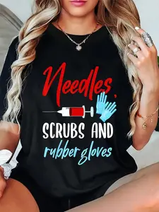 100% Cotton Phlebotomist Needles Scrubs Gloves Phlebotomy Tech Nurse T-Shirt